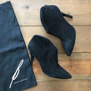 Brian Atwood Black Suede Heeled Booties w/Dust Bag